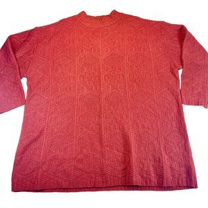 Vintage SILHOUETTES Womens 2X Plus Red Rose Knit Mock Neck Sweater Long Sleeve